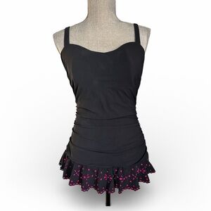 Black & Pink Tutti Frutti one piece Swimdress